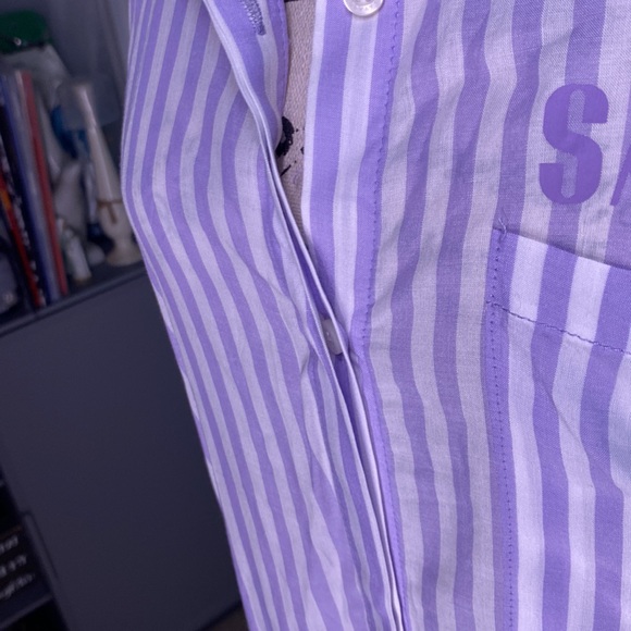 Savage X Fenty COASTAL STRIPE WOVEN VOILE SLEEP SHIRT size medium NWOT - Picture 9 of 10